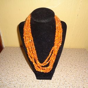 Vintage Multi-Strand Orange Necklace